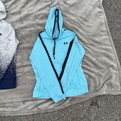 UNDER ARMOUR Bright Blue and Black Fleece Loose Fit Hoodie
