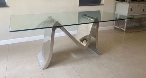 Modern Stainless Steel Glass Top Dining Table