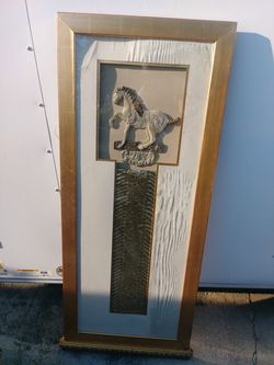 Vintage wall art of horse. Has serial #