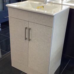 24” Bathroom Vanity Cabinet With Porcelain Top Ready For Pick Up 