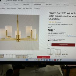 Maxim Dart 26” Wide 5-light Satin Brass Modern Chandelier 