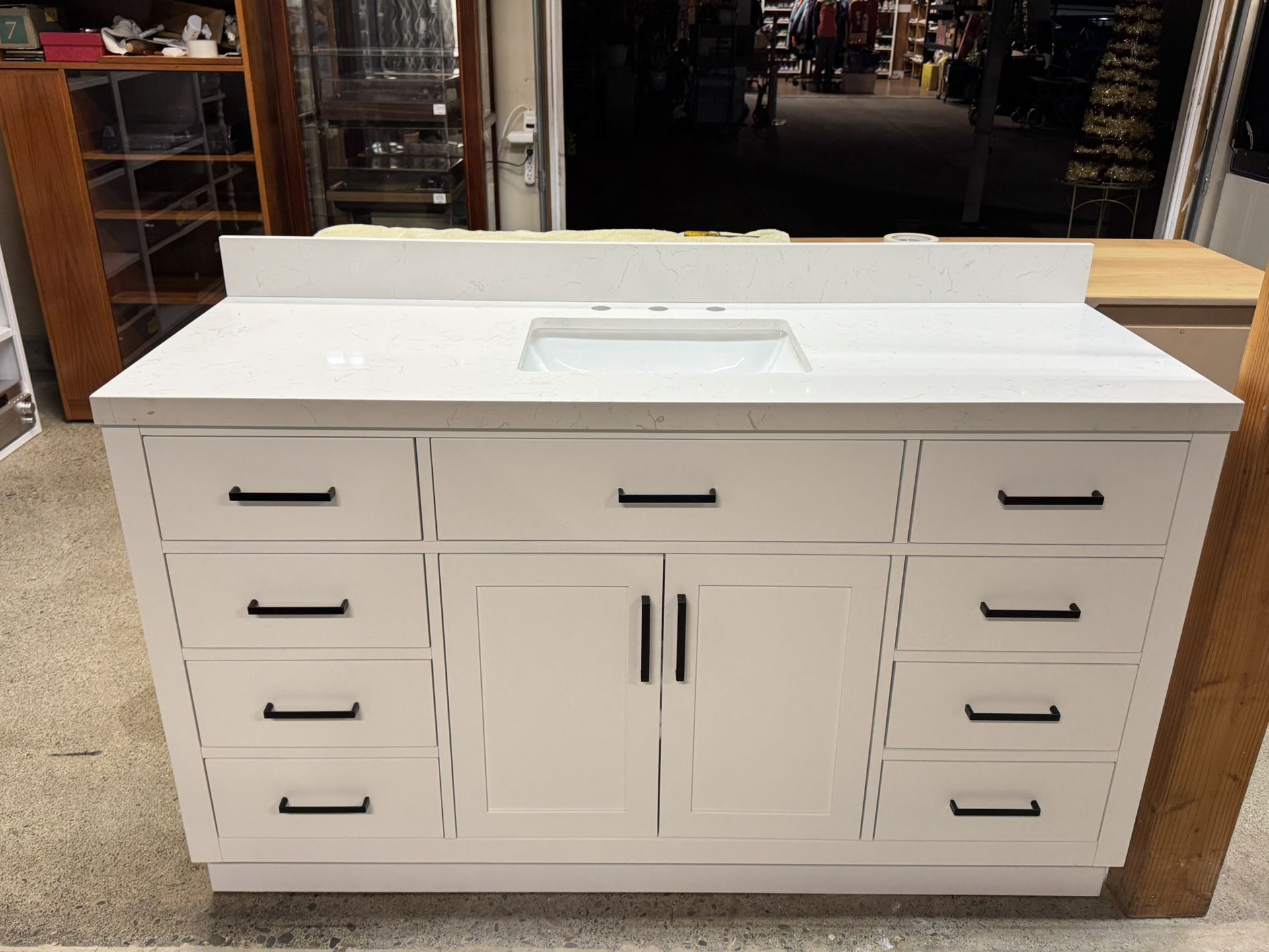 Wyndham Collection Beckett 60 in. W x 22 in. D Single Bath Vanity in White with Cultured Marble Vanity Top in White with White Basin