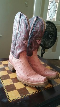 Versace style ostrich boots