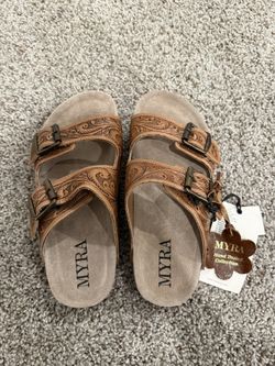 Myra Hand Tooled Western Sandals 