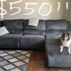 Dual Power Reclining Couch // Grey