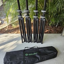 Set of 4 Konig & Meyer 21450 Speaker Stands with carrying bag