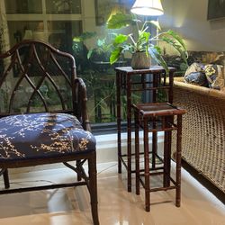 Great Set Of 2 Faux Bamboo Tables/stands Sold As A Set 