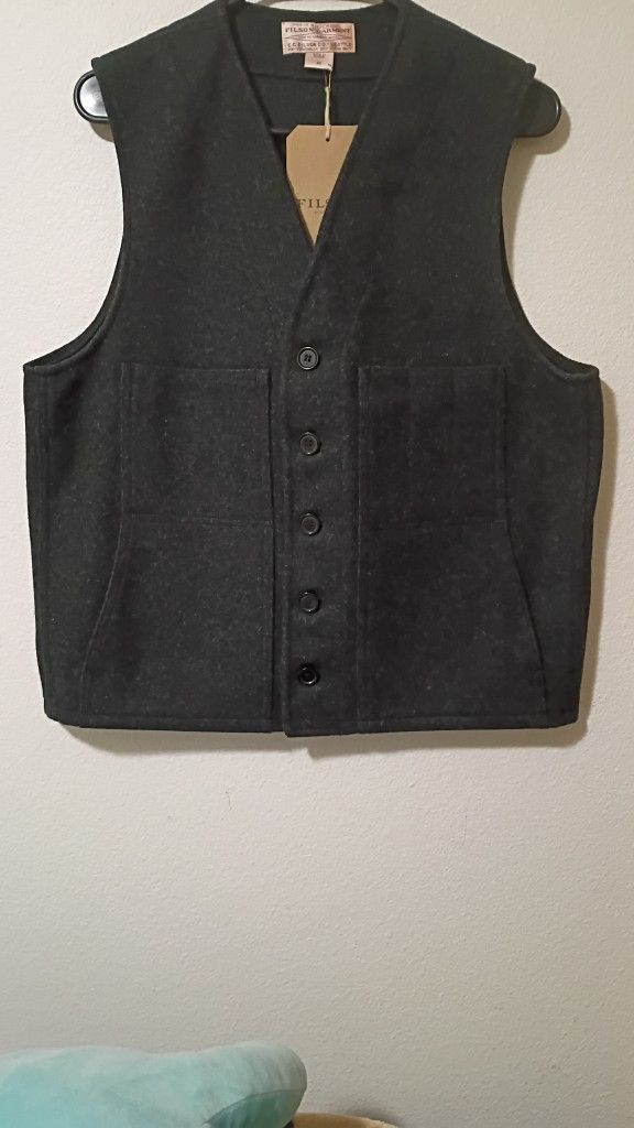 New Filson Mackinaw Charcoal Wool Vest