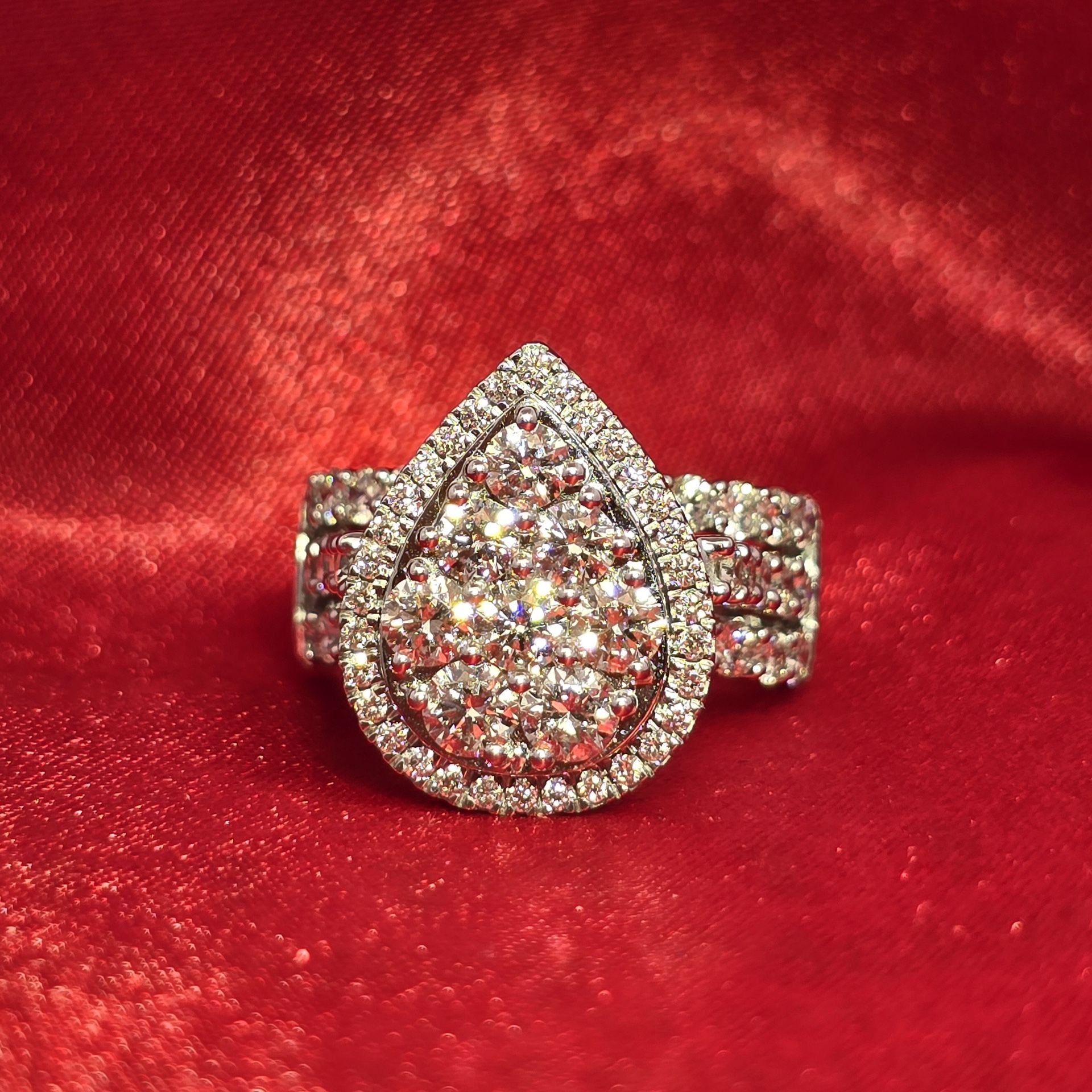 14k White Gold Diamond Pear Engagement Ring 2.79 ctw