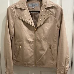 Marc New York Blush Leather Jacket with Studded Accents