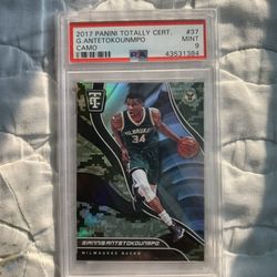 Giannis Antetokounmpo 7/25 π₯ Camo POP 1 PSA Mint 9 Totally Certified Basketball 2017-2018 Panini NBA π