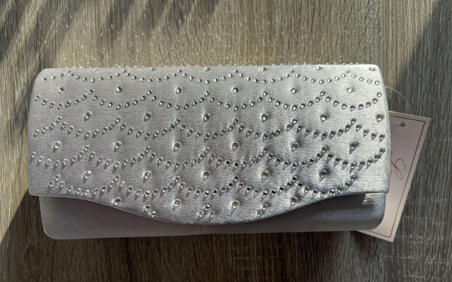 Silver Evening Formal Bag Clutch Chain Link Shoulder Handle Front Clasp