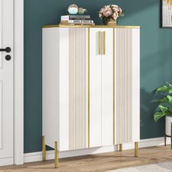 Assembled Shoe Cabinet with Doors, 6-Tier Shoe Storage Cabinet with Adjustable Shelves, Wooden Shoes Rack Shoe Storage Organizer for Entryway, Hallway