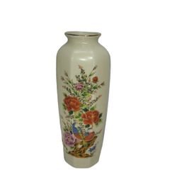 Vintage Japanese Satsuma Bijutsu Toki Porcelain Cloisonne Flowers &  Birds Vase 