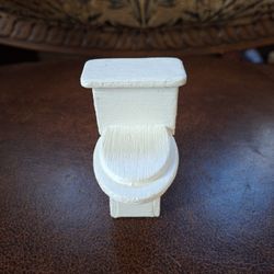 1/12 Scale Wood White Dollhouse Toilet