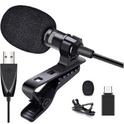 USB Lavalier Microphone, Clip-on USB Computer Microphone Plug & Play Omnidirectional Mic for PC, Laptop, Mac, PS4. Smartphone Perfect for Video Record