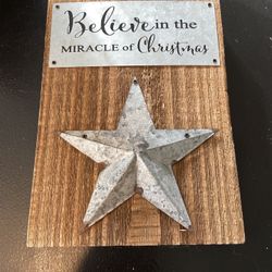 Christmas Plaque Wood And Metal