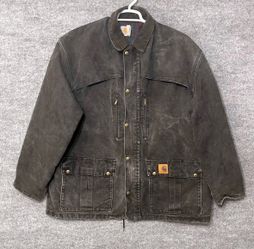 Vintage 70's Carhartt Jacket C10ONX Black Duck Canvas Chore Plaid Lined Mens XL