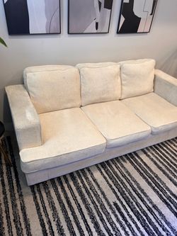 Cream Boucle 3-Seat Sofa