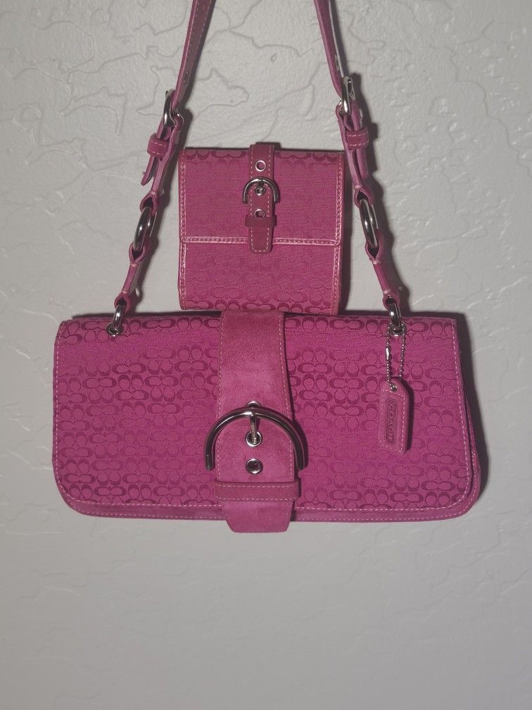 Coach Hot Pink Soho With Wallet Rare