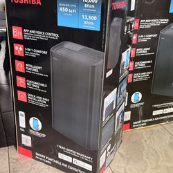 Toshiba 10000BTU ASHRAE Portable Air Conditioner, Cools up to 450 Sq.Ft., with Dehumidifier & Fan mode, Control with Remo