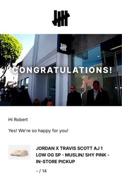 JORDAN X TRAVIS SCOTT AJ 1 LOW OG SP - MUSLIN/ SHY PINK
