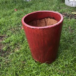 Extra Large Clay Planters, Heavy Glazed, 23 3/4 Height 18 3/4 Width