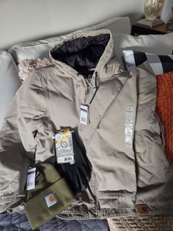 Carhartt Jacket Mens L - Regular Canvas Washed Duck Quilt Lined Desert 100733