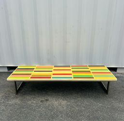 Mid Century Modern Acrylic Coffee Table with Steel Base