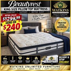 Beautyrest King Size Pillow Top Mattress ā Very Good Condition