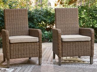 Beachcroft New Beige Outdoor Arm Chair with Cushion (Set of 2)