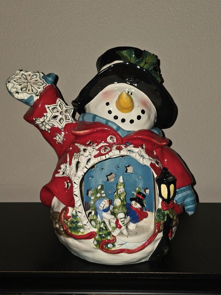 Circle of Friends Snowman Candleholder New With Box