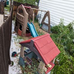 Small Playground Swingset, Slide, & Playhouse 