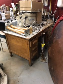 old solid wood desk 50 1/2 wide 32 depth 30 1/2 high