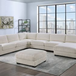  New Sectional (Corduroy) 7pc Beige 