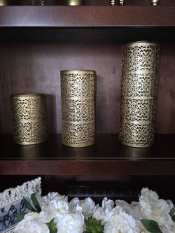 Gold And Glass Candle Holders $15 Set