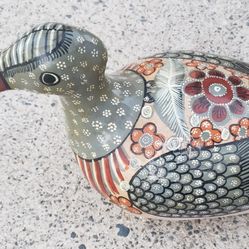 Mexican Tonala Folk Art Pottery Duck RARE 11"X 5" Nice!