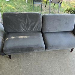 Convertible Couch & 2 Outdoor Glass Table