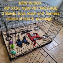 Brand New 48x30x33 Dog CRATE 2 Door With Tray $100 Up To 125lbs/  Xxxl Dog Cage Bundle With Kennel Harness leash bowls Bed & More $150 Jaula De Mascot