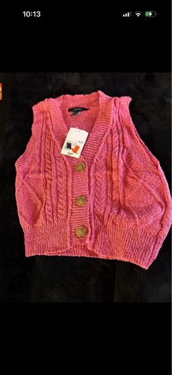 Pink Cable Knit Sweater Vest