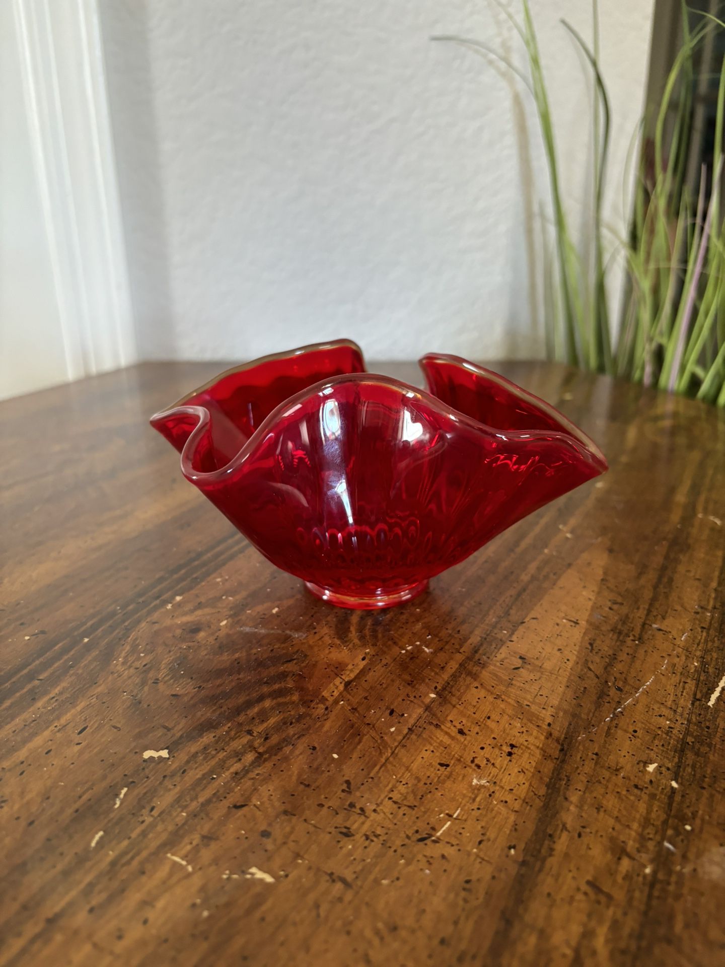 Mid Century Vintage Ruby Red Glass Bowl
