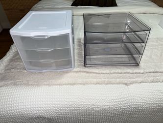 Set of 2 3-Drawer Organizers (Makeup / Desk Storage)
