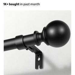 Zeerobee Curtain Rods for Windows 66 to 120, 1 Inch Adjustable Heavy Duty Black Curtain Rod, Outdoor Indoor Room Divider Modern Drapery Pole, 66-120"