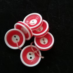 Red & White Concave 2 Hole Buttons 
