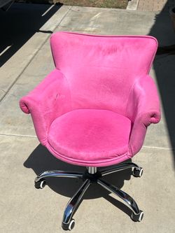 Hot Pink Microfiber Desk Chair – Swivel Vanity / Office Chair (good Condition)