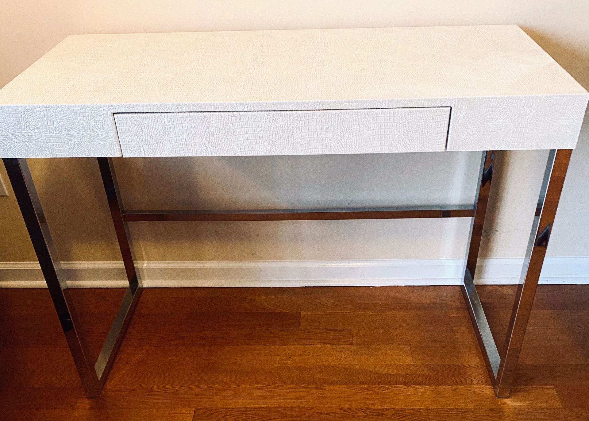 One of a kind faux shagreen modern white desk