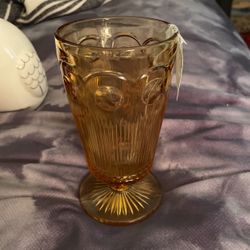 Vintage Water Glass Amber Color 