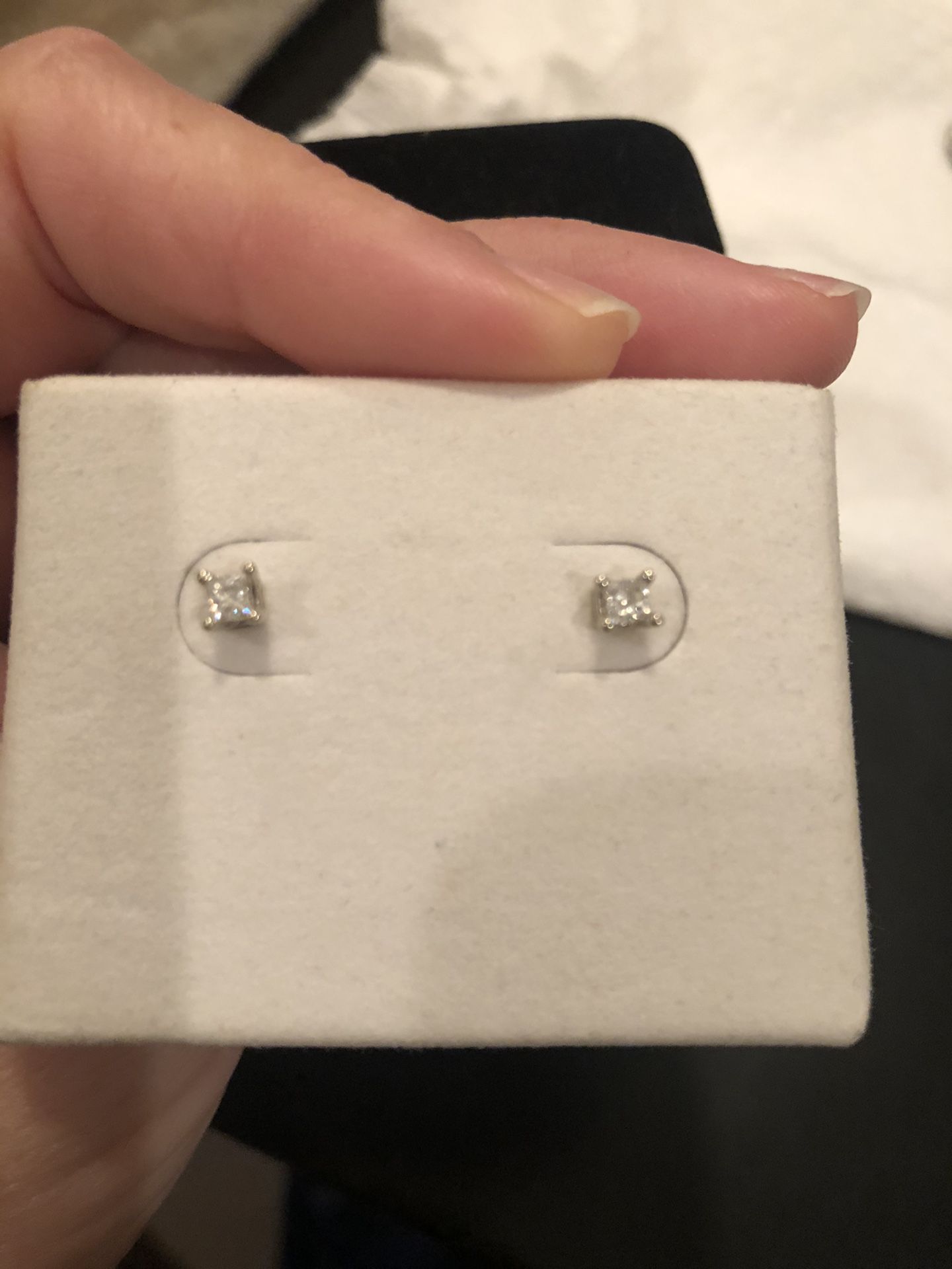 1/4 carat TW princess cut diamond stud earrings in 14K white gold