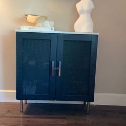 Marble Top & Black Base Side Cabinet