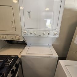 Used White Electric Kenmore Washer And Dryer Stackable Unit In Excellent Condition!